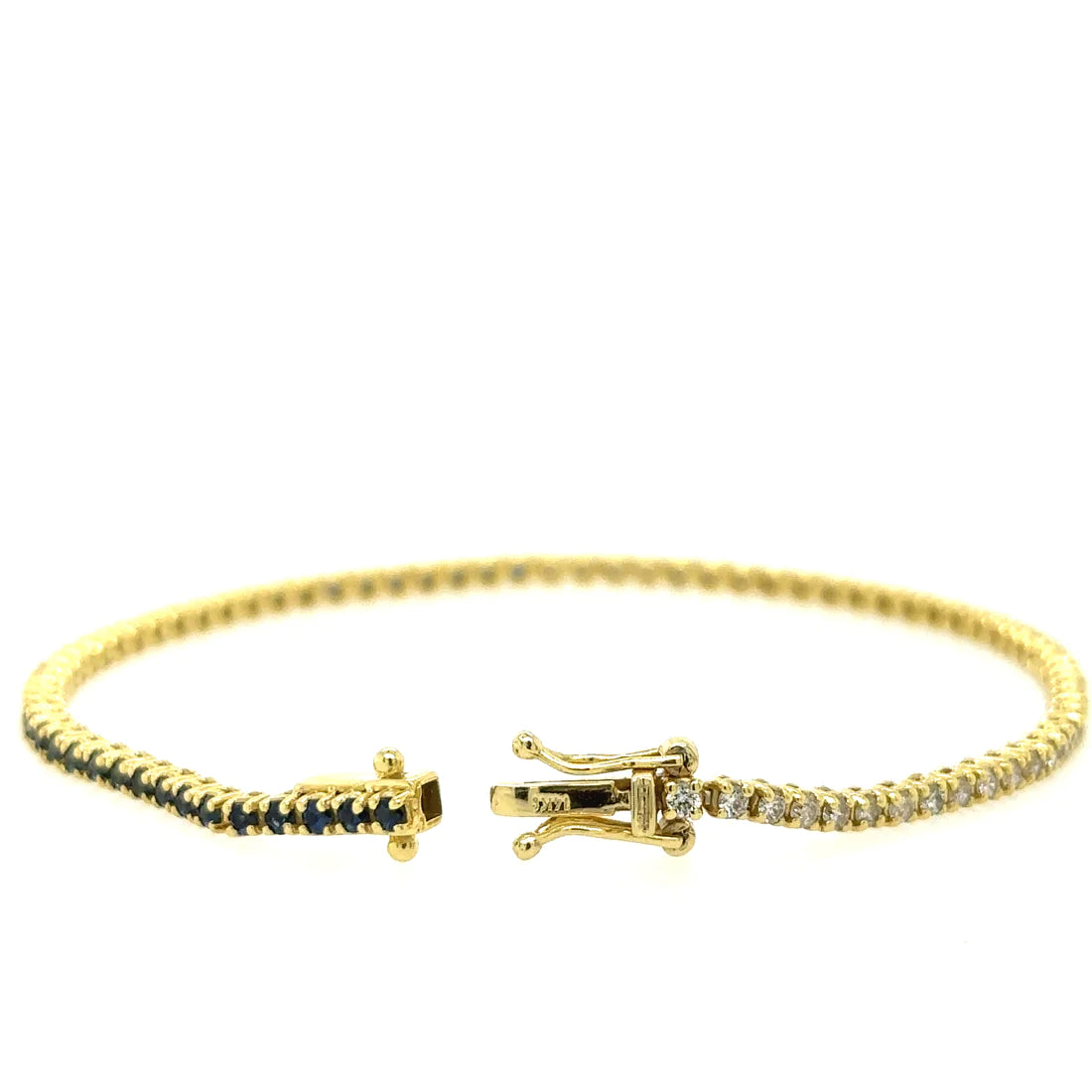 Diamonds / Blue Sapphire Tennis Bracelet