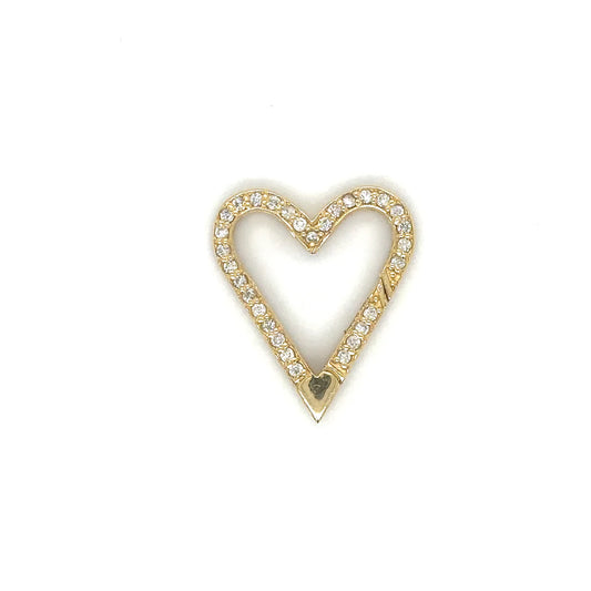 14k Yellow Gold Heart Shape Diamond Push Lock