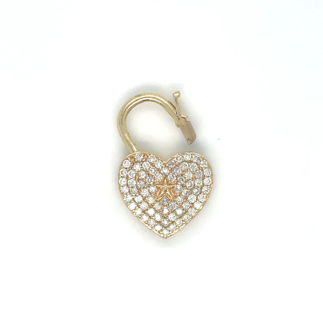 14k Yellow Gold Heart Shape Diamond Connector/lock