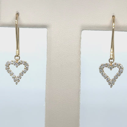 14k Yellow Gold Heart Shape Diamond Earring