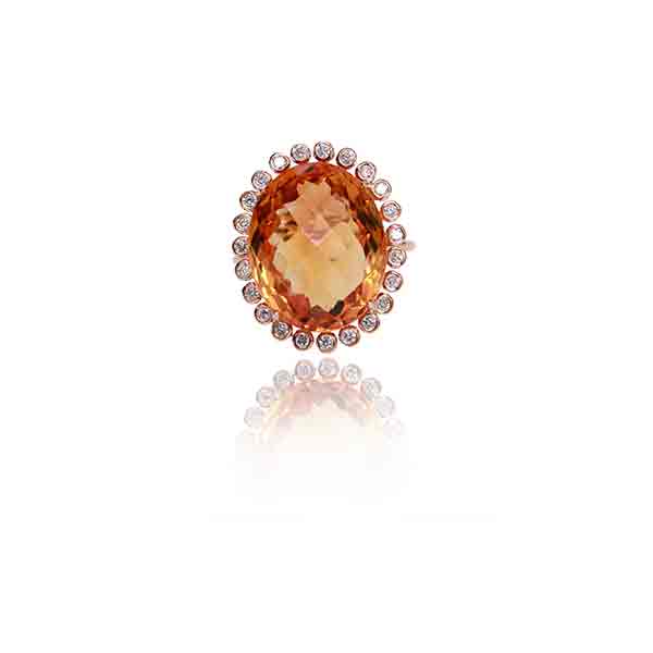 18k Yellow Gold Diamond/citrine Ring