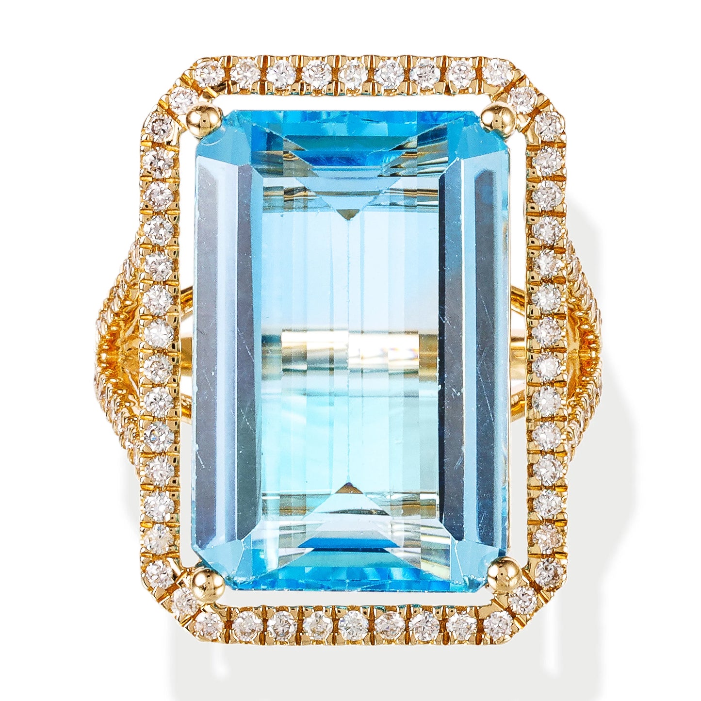 14kt Yellow Gold Diamond / Stone Octagone Shape Ring