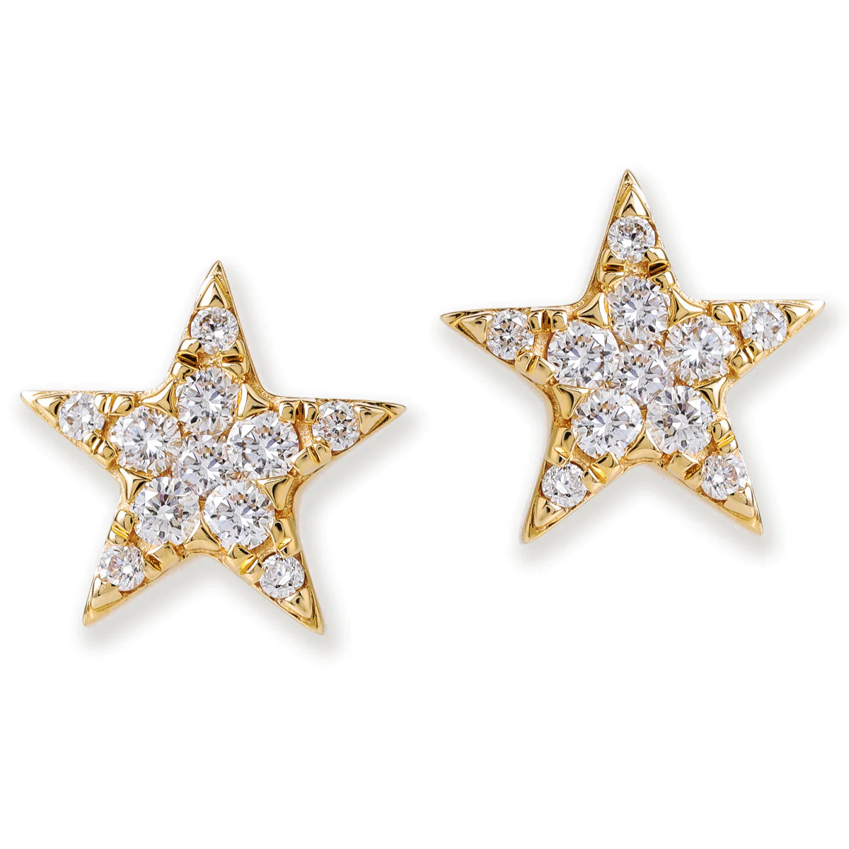 Diamond Star Ear Studs Yellow Gold