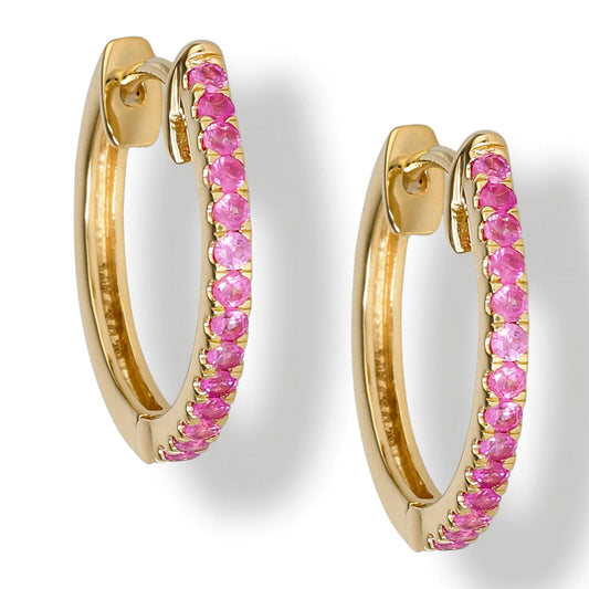 14kt Gold With Pink Sapphire 15 Mm Earrings
