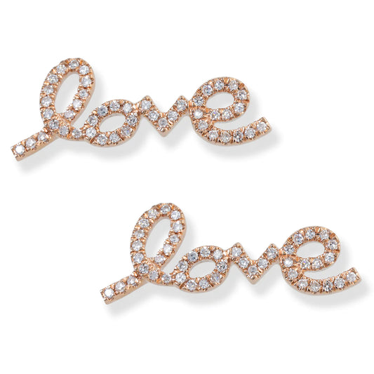 14kt. Diamond Love Earrings.