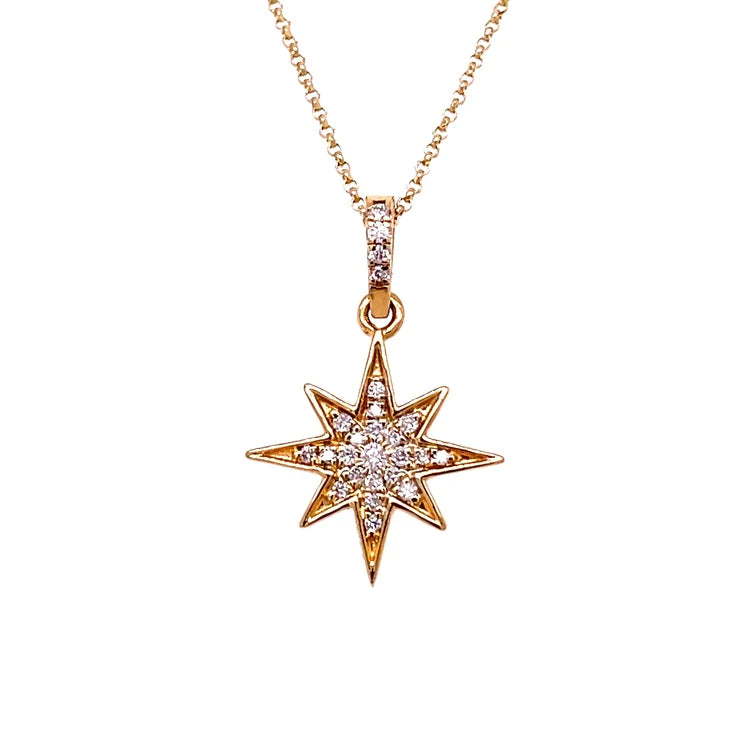 14kt Gold Star Pendant 14kt. Yellow Gold Diamond