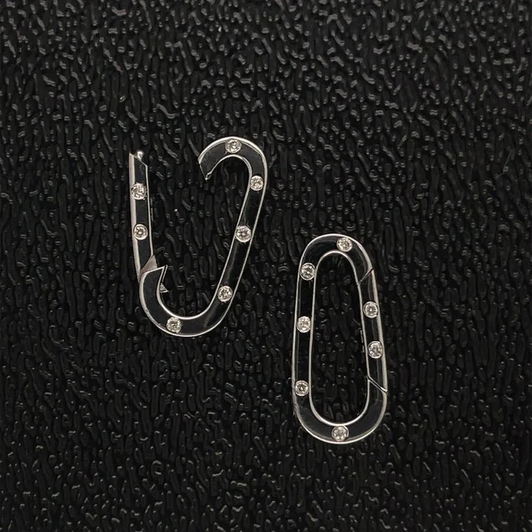 14kt White Gold Paperclip Lock With Diamonds