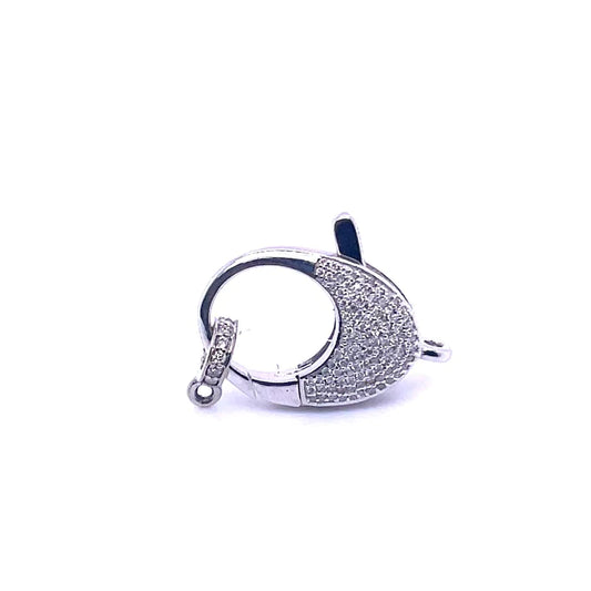 14kt White Gold Lobster Lock With Diamonds
