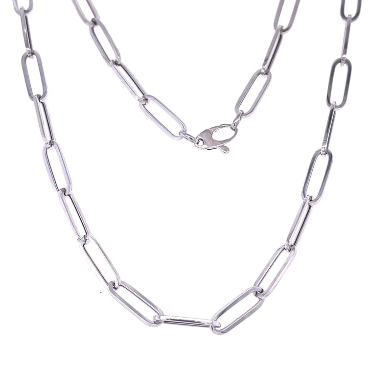 14kt White Gold Paperclip Necklace