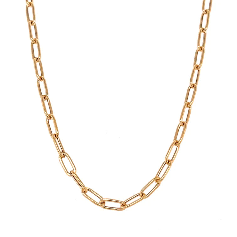 14kt Yellow Gold Hollow Paperclip Necklace
