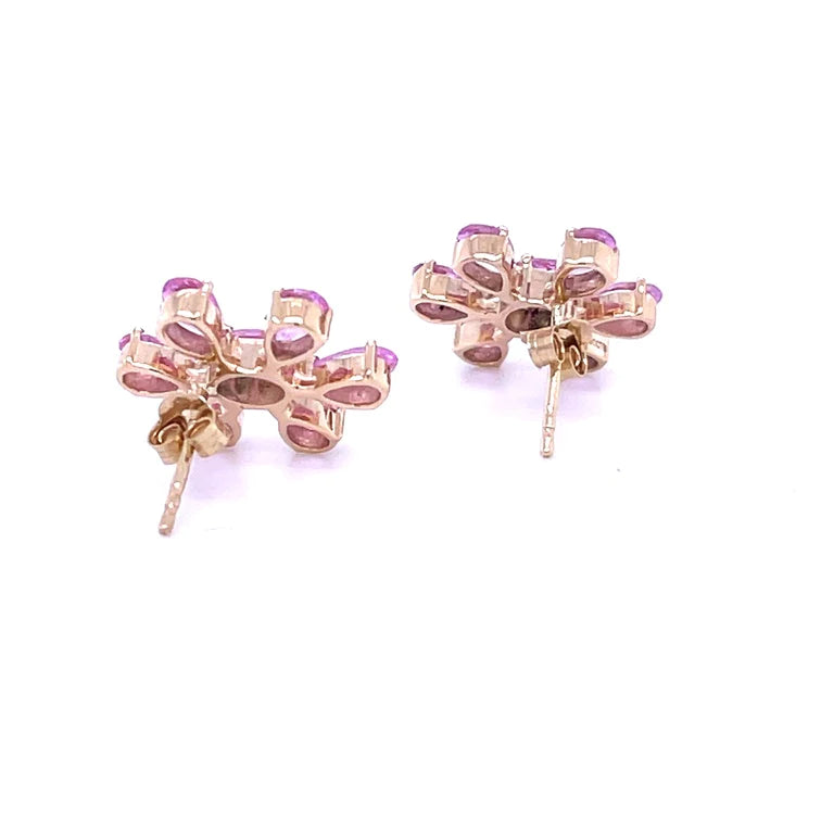 14kt Yellow Gold Pink Sapphire Earing