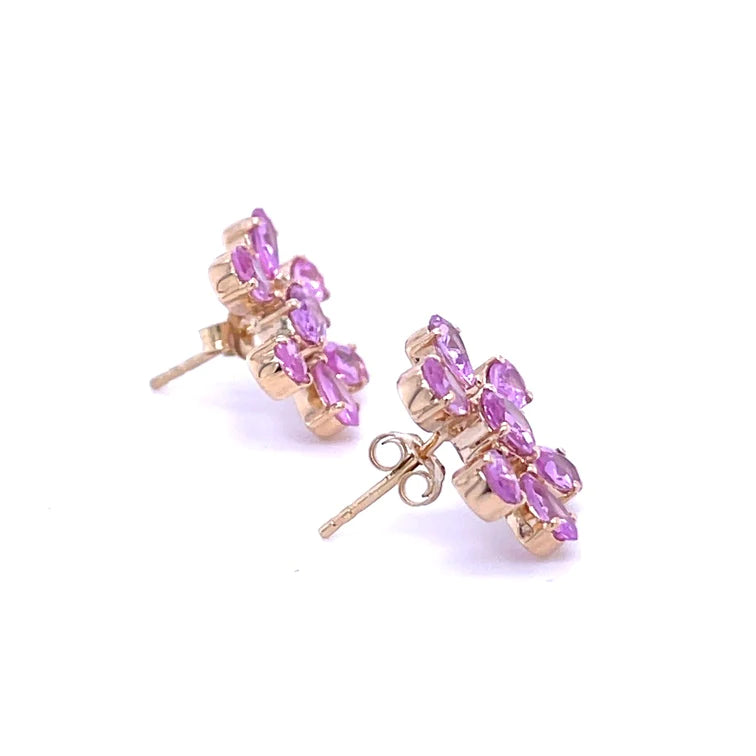 14kt Yellow Gold Pink Sapphire Earing