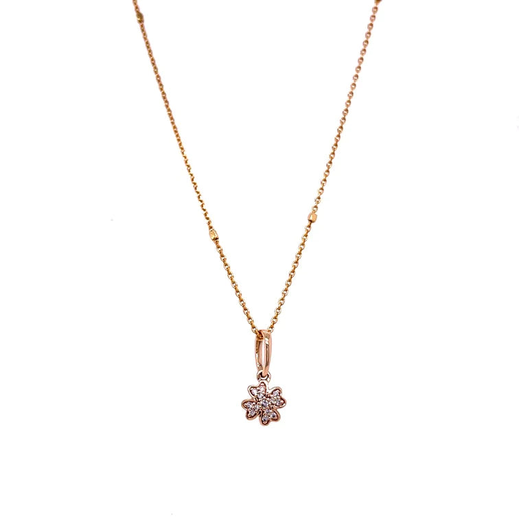 14kt Yellow Gold Flower Pendent With Diamonds