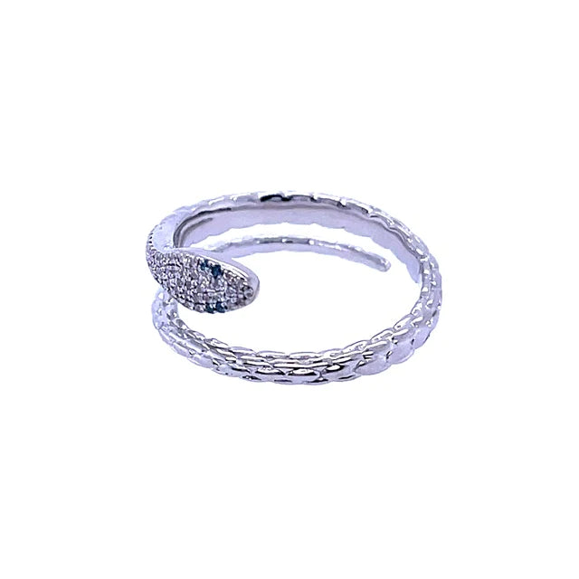 White Gold Diamond Sapphire Snake Ring