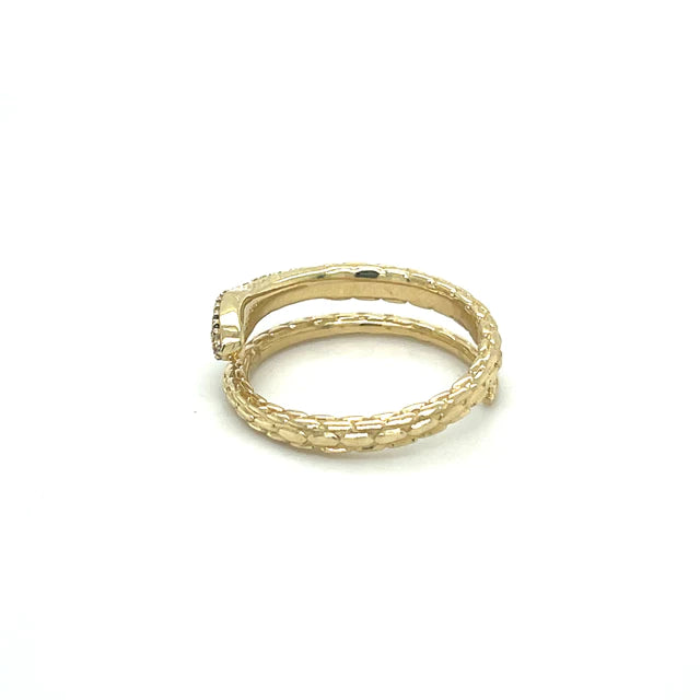 Yellow Gold Diamond Sapphire Snake Ring