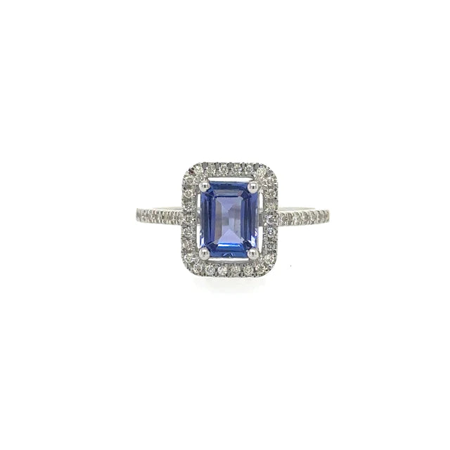 White Gold Tanzanite Ring With Diamonds