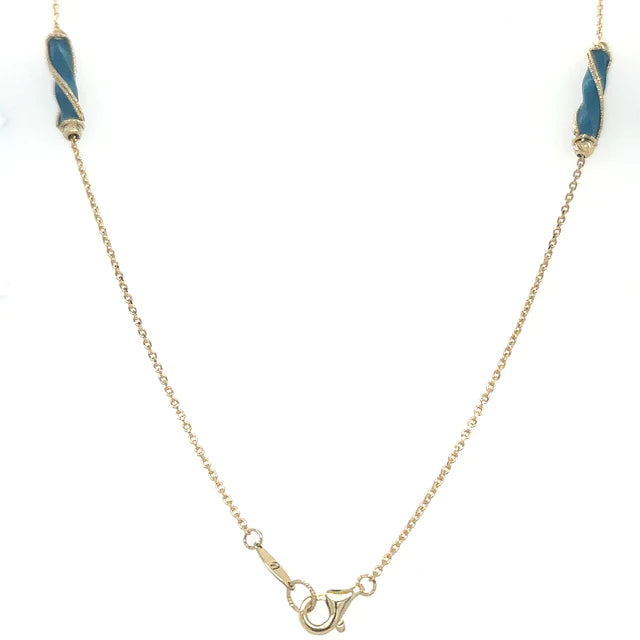 14kt Yellow Gold Enamel 16" Necklace