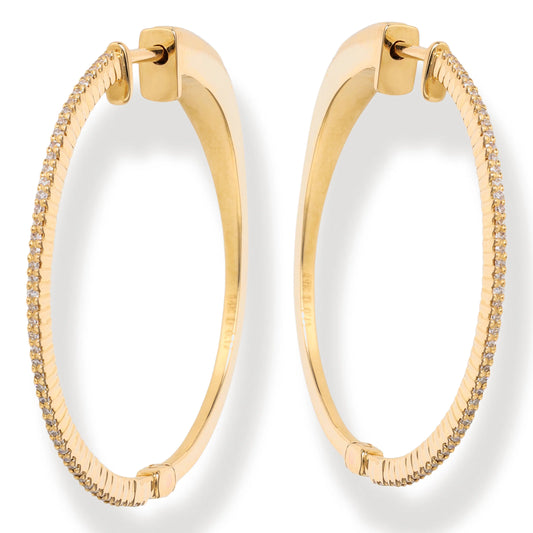 Diamond Hoop Earrings Yellow Gold