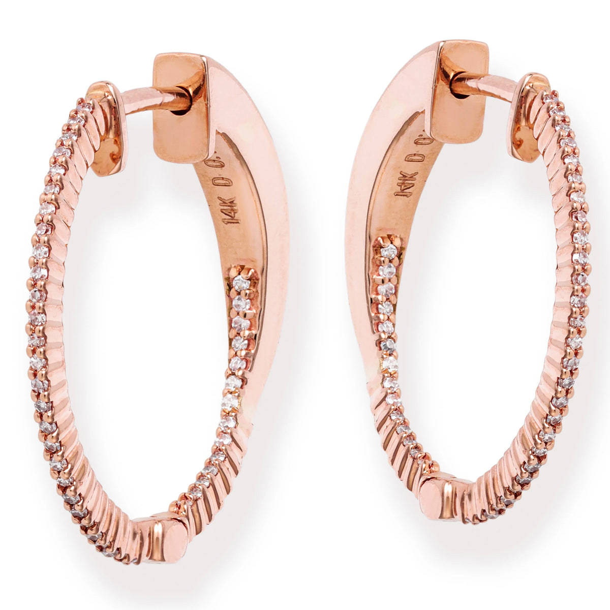 Diamond Hoop Earrings Rose Gold
