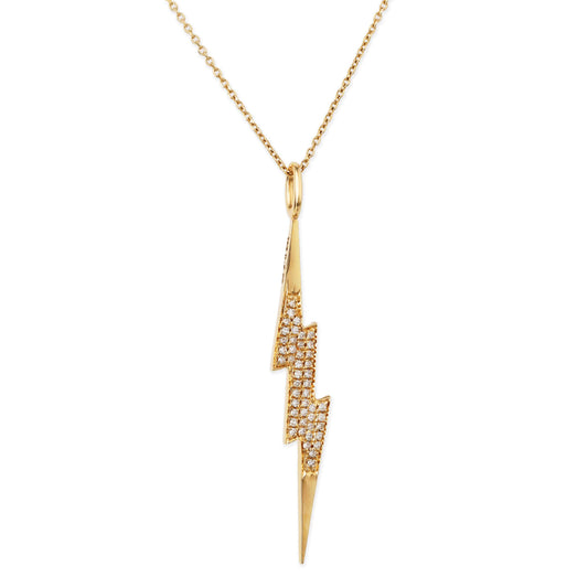 Diamond Lightning Bolt Pandent 14k Yellow Gold