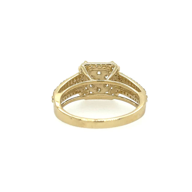Cushion Diamond Floral Ring in 14kt Yellow Gold