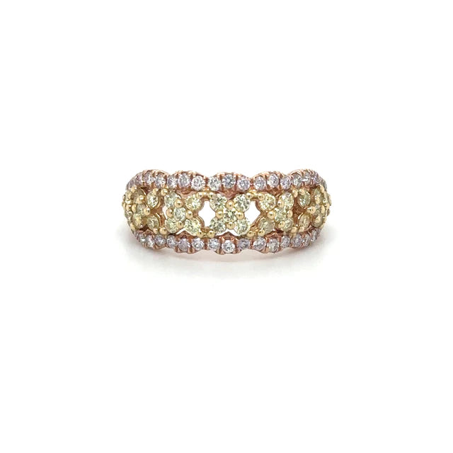 14kt Rose Gold Ring With Yellow Dimaonds