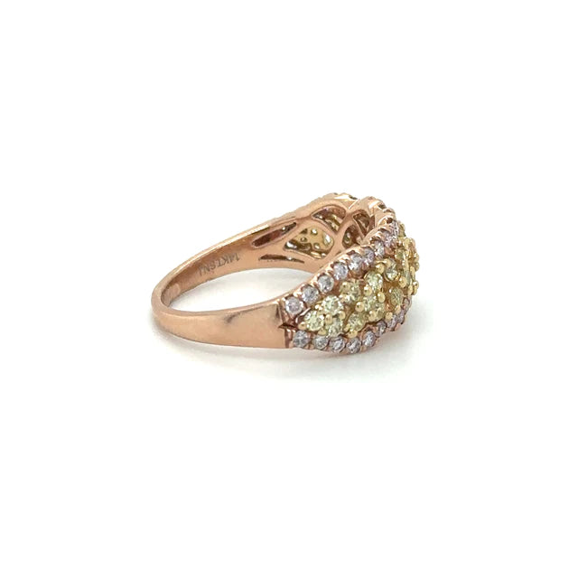 14kt Rose Gold Ring With Yellow Dimaonds