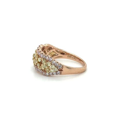 14kt Rose Gold Ring With Yellow Dimaonds