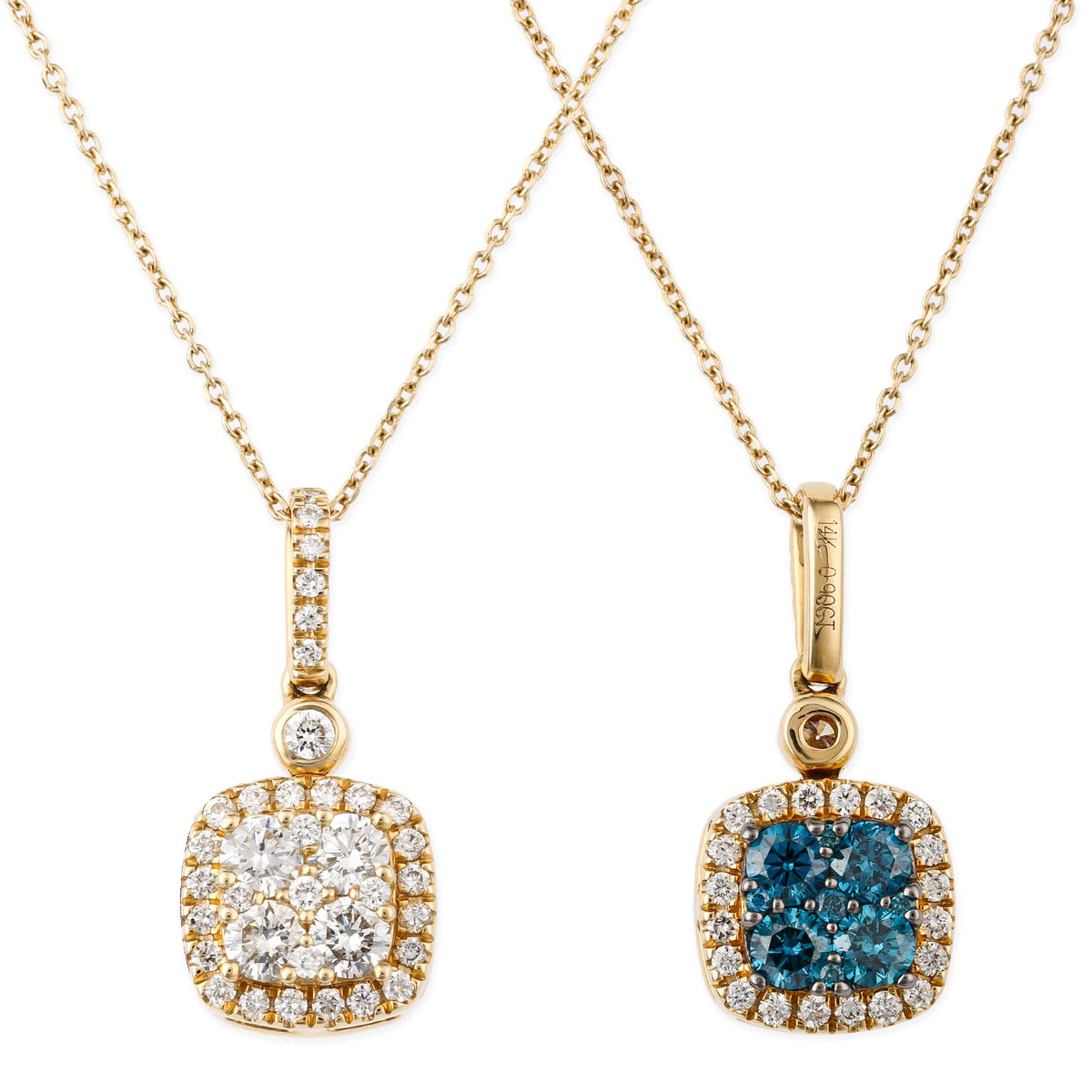 Cushion Shape Pendant With Two Tone Diamond