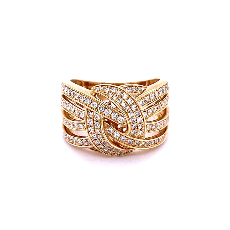 14kt Yellow Gold Twisted Pave Diamond Ring