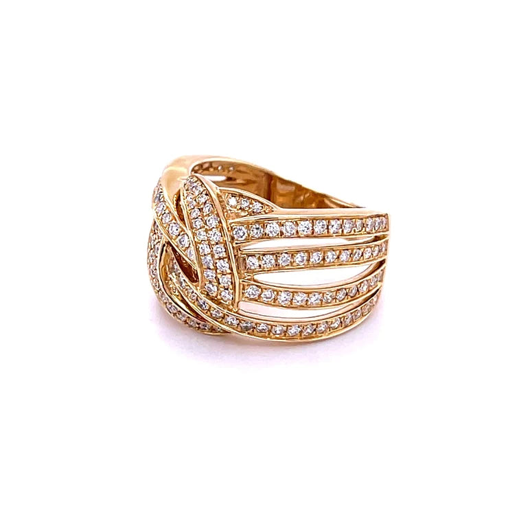 14kt Yellow Gold Twisted Pave Diamond Ring