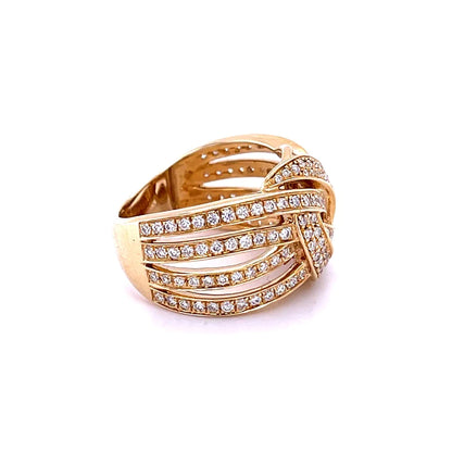 14kt Yellow Gold Twisted Pave Diamond Ring