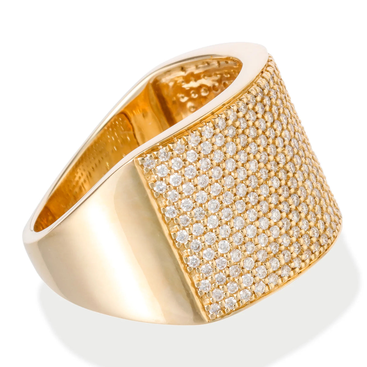 Wide Pave Gold Diamond Ring