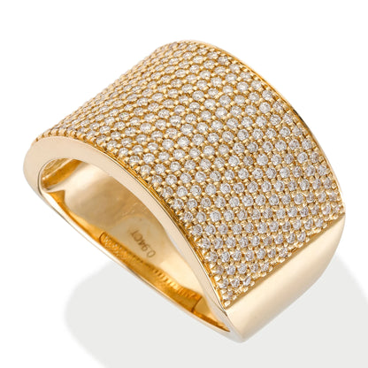 Wide Pave Gold Diamond Ring