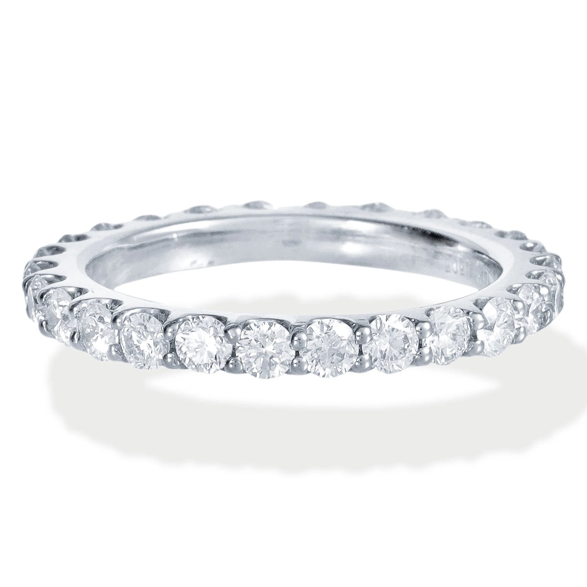 14kt White Gold Simple Pave Diamond Ring Band