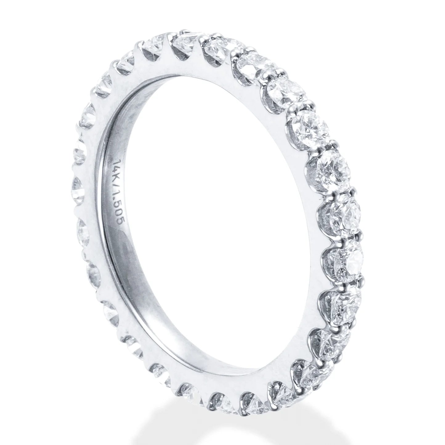 14kt White Gold Simple Pave Diamond Ring Band