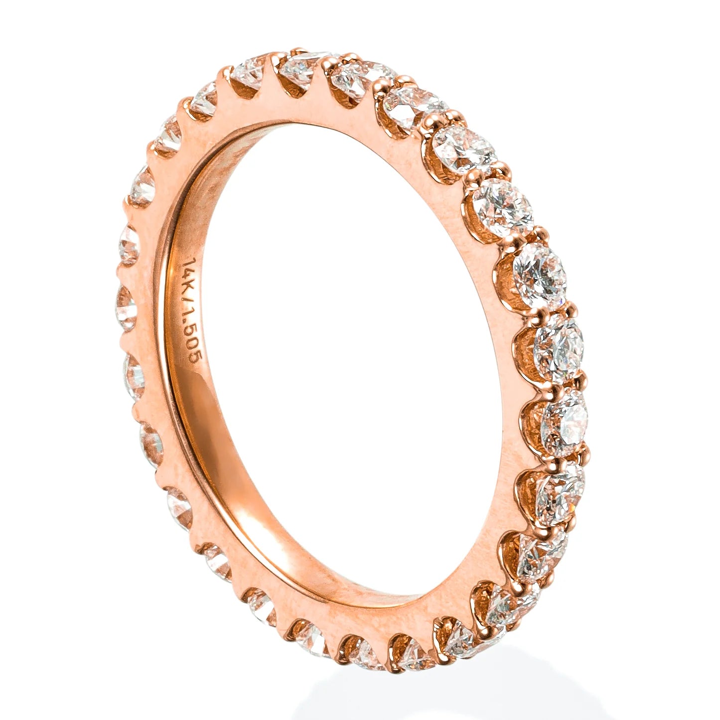 14kt Rose Gold Simple Pave Diamond Ring Band