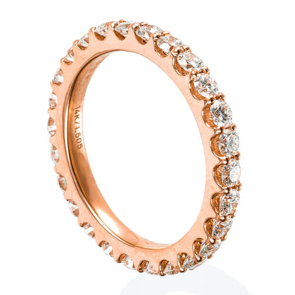 14kt Rose Gold Simple Pave Diamond Ring Band