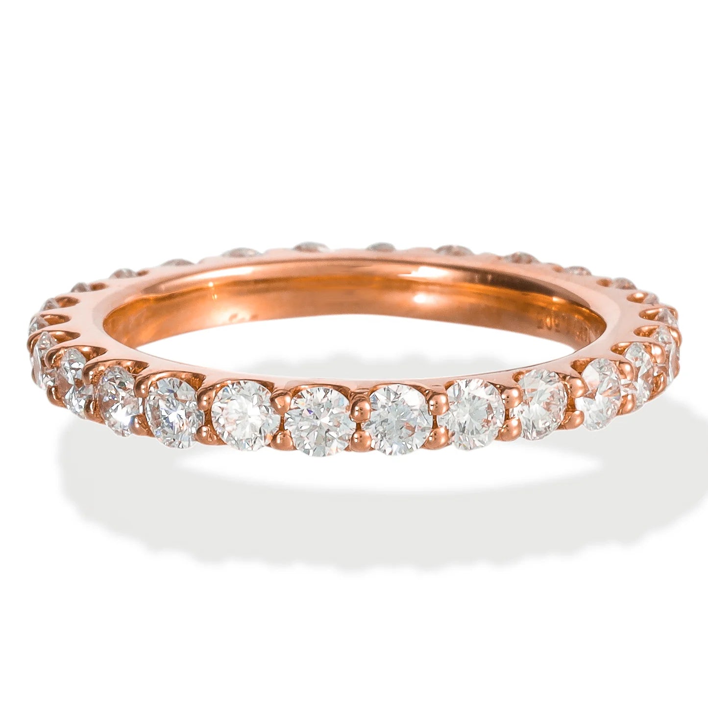 14kt Rose Gold Simple Pave Diamond Ring Band