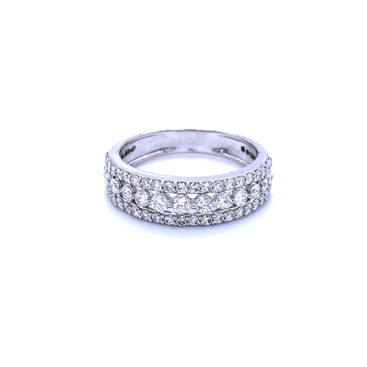 Diamond Multi-Row Band Ring in 14kt White Gold