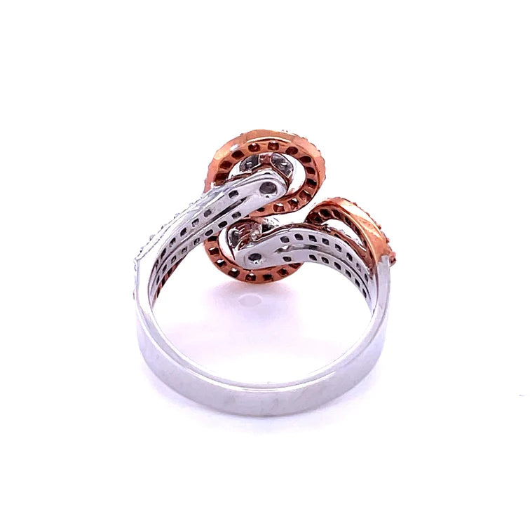 1.05 CT Diamond Bypass Split Shank Ring in 14kt Two Tone Gold