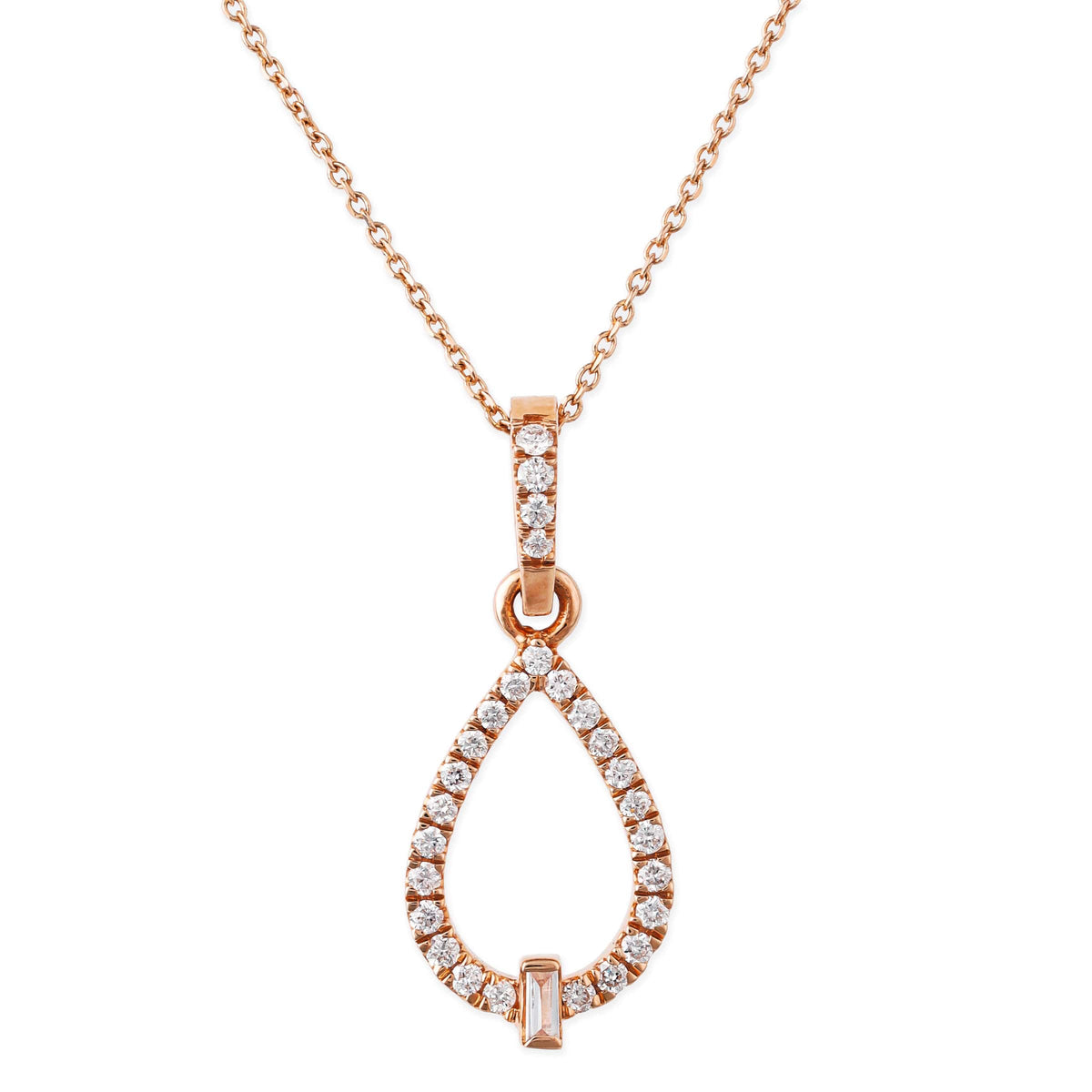 Diamond  Pear With Baguette Pendant