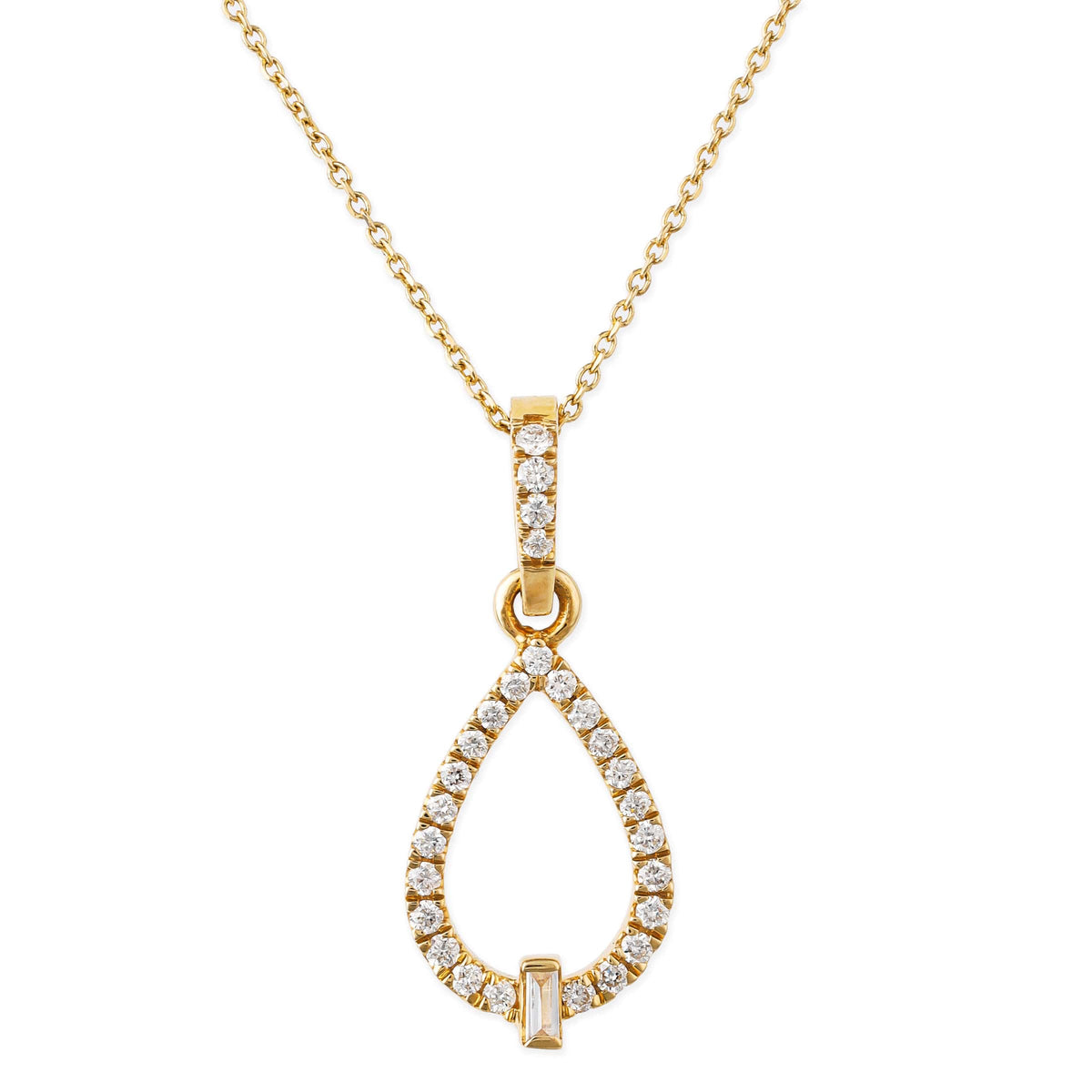 Diamond Pear With Baguette Pendant