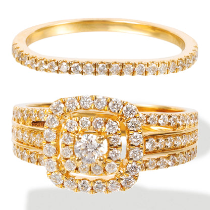 Double Cushion Frame Diamond Ring Set in 14kt Gold