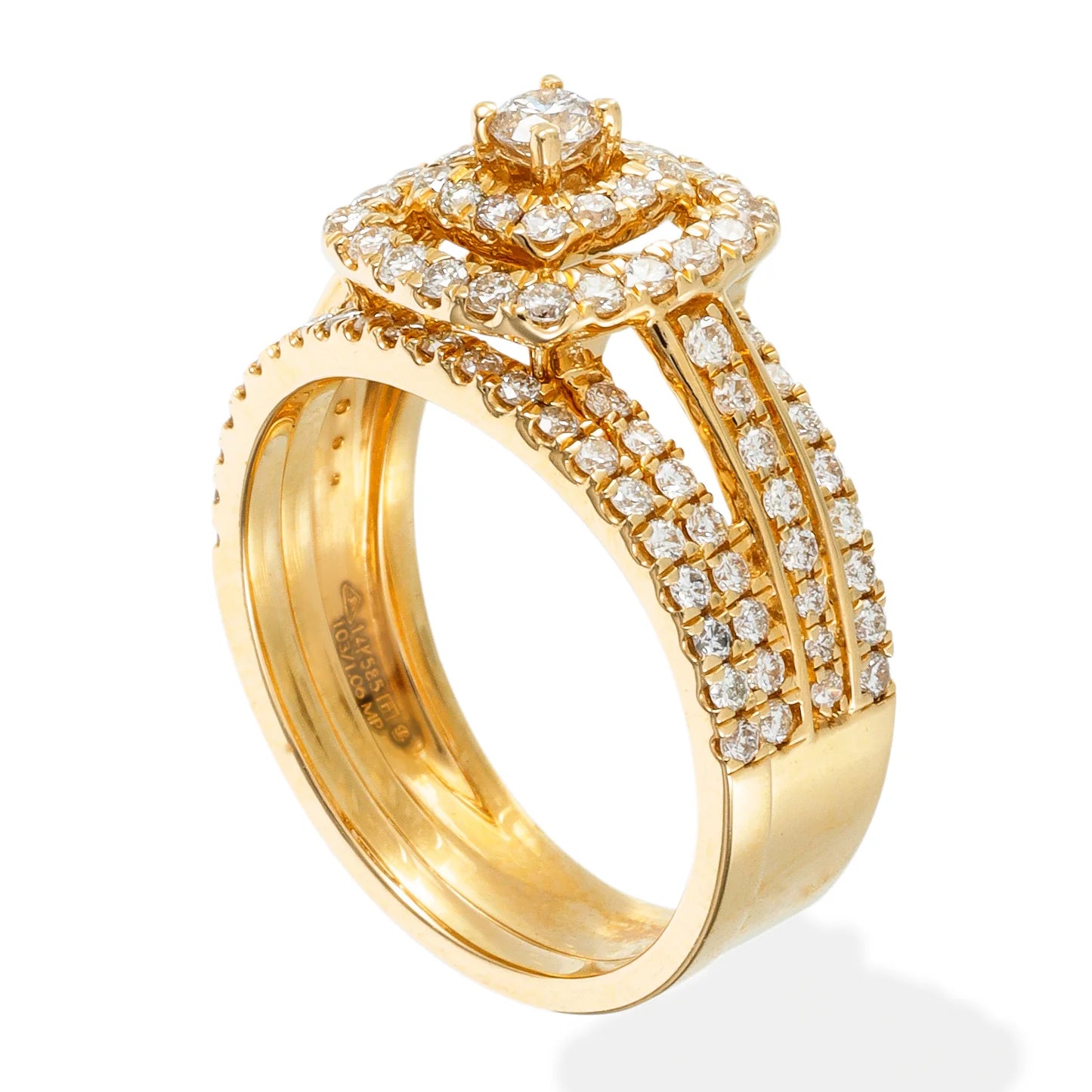 Double Cushion Frame Diamond Ring Set in 14kt Gold