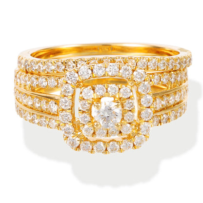 Double Cushion Frame Diamond Ring Set in 14kt Gold