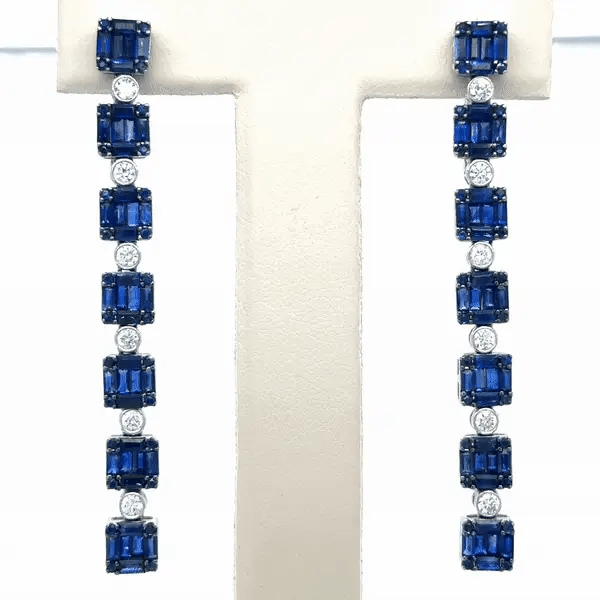 18k White Gold Sapphire and Diamond Earring