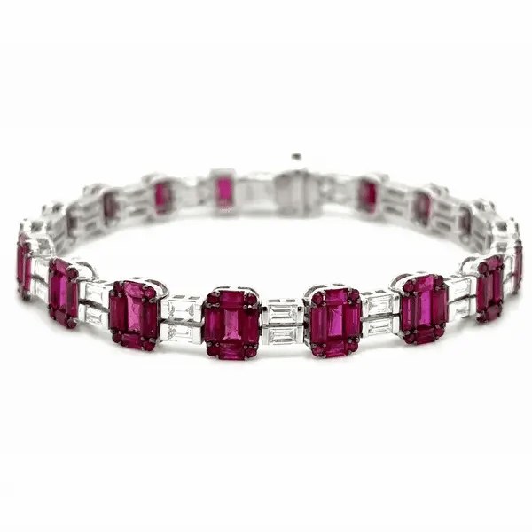 18k White Gold Ruby and Diamond Bracelet