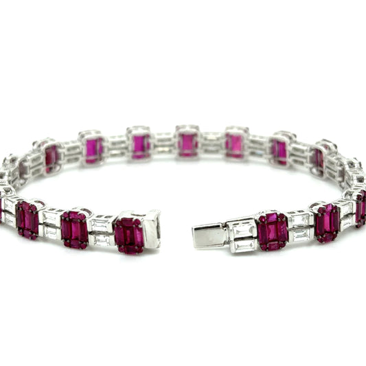 18k White Gold Ruby and Diamond Bracelet