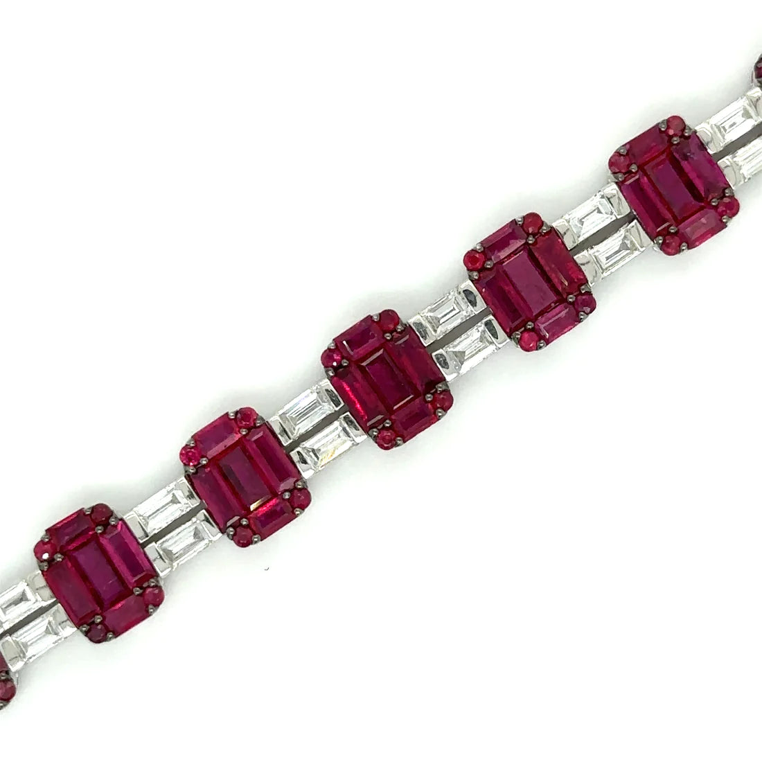 18k White Gold Ruby and Diamond Bracelet